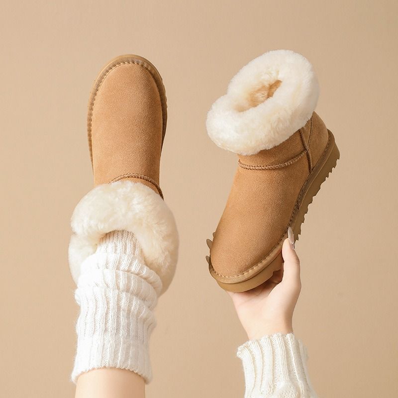 Designerstiefel Schneepelz Pelzige Winterstiefel Damenstiefel Dicke Unterseite Plüschschuhe Mar Tin Boot Herrenstiefeletten_voghion.com