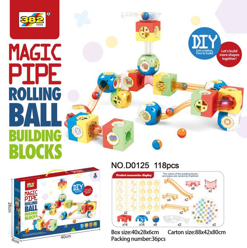 Pista magnetica per tubi di marmo, puzzle di blocchi di costruzione, assemblaggio di palline per bambini, giocattolo di giunzione_voghion.com