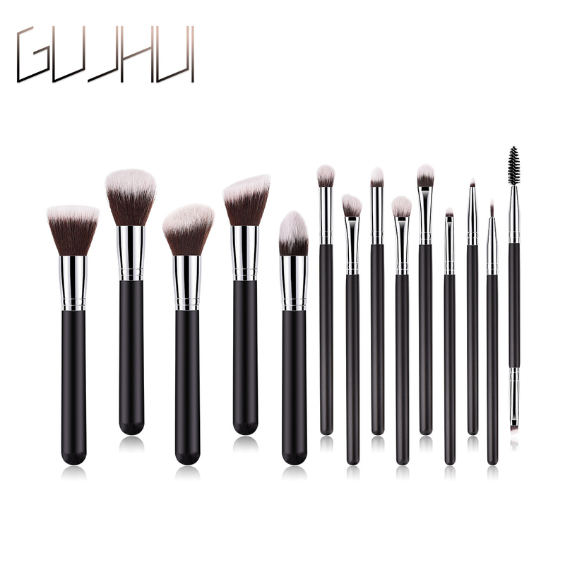 7pcs/9pcs/14pcs makeup brushes, makeup tools, eye set, eyeshadow brush, black and silver brush GUIHUI_voghion.com