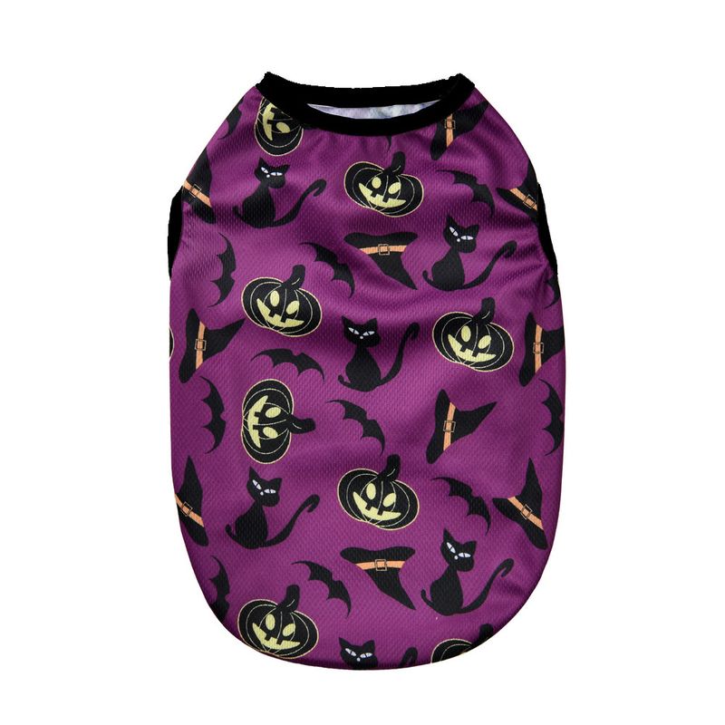 New Summer Sun Protection Vest Halloween Pumpkin Print Small And Medium Dog Cat Pet Clothes_voghion.com