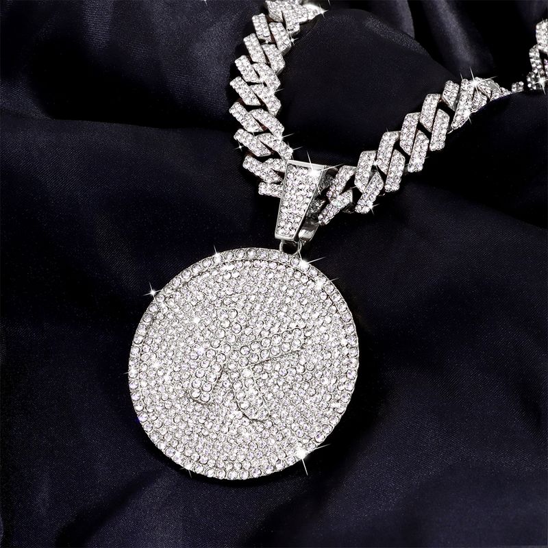 Κολιέ Iced Out 14 χιλιοστών με κουβανικά γράμματα για γυναίκες, στρογγυλά αρχικά, κολιέ ονόματος, αλυσίδα Hip-hop, δώρα για ζευγάρια_voghion.com