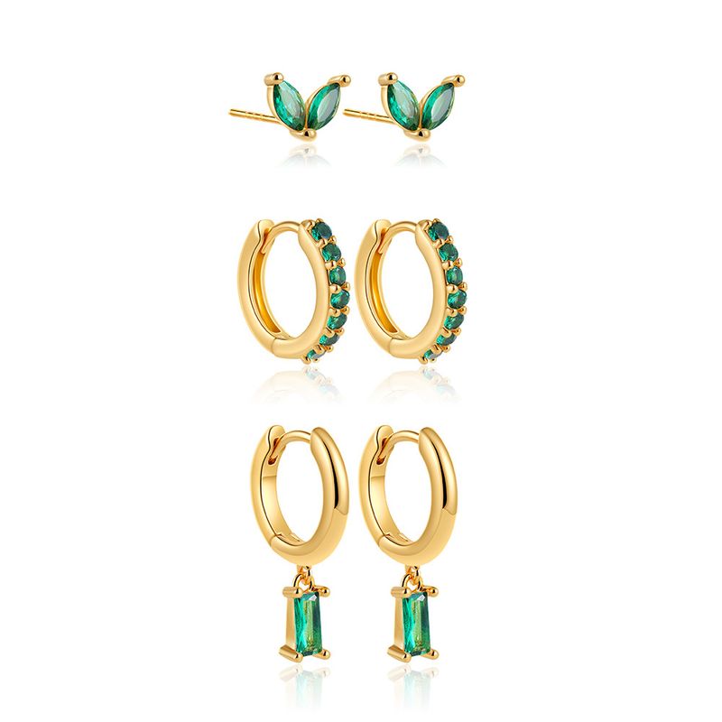 Damen-Schmuckset, modisch, schlichtes Temperament, vielseitige Persönlichkeit, hochwertige, stapelbare Ohrringe mit Zirkonia-Einlage, dreiteiliges Set_voghion.com