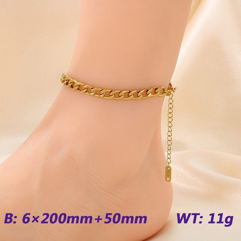 Cavigliera da donna con catena cubana semplice ed elegante, in acciaio inossidabile NK, alla moda e unica_voghion.com