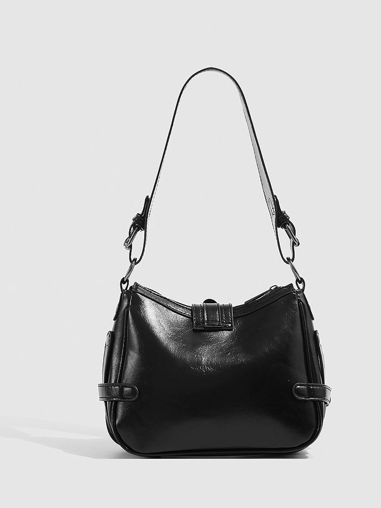 Borsa a tracolla Hobo alla moda per donna - Borsa a secchiello in morbida similpelle con chiusura a cerniera, elegante borsa a tracolla per outfit quotidiani. Borsa a mano e tracolla._voghion.com