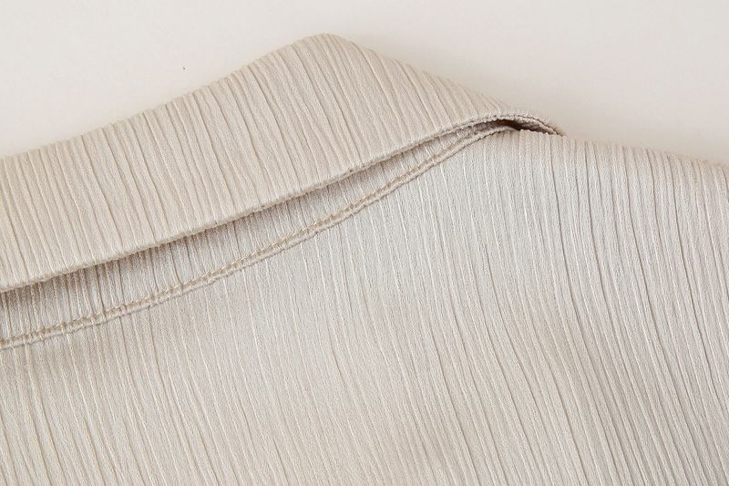 Roupas femininas estilo de rua com efeito amassado, blazer trespassado, calças com efeito amassado_voghion.com