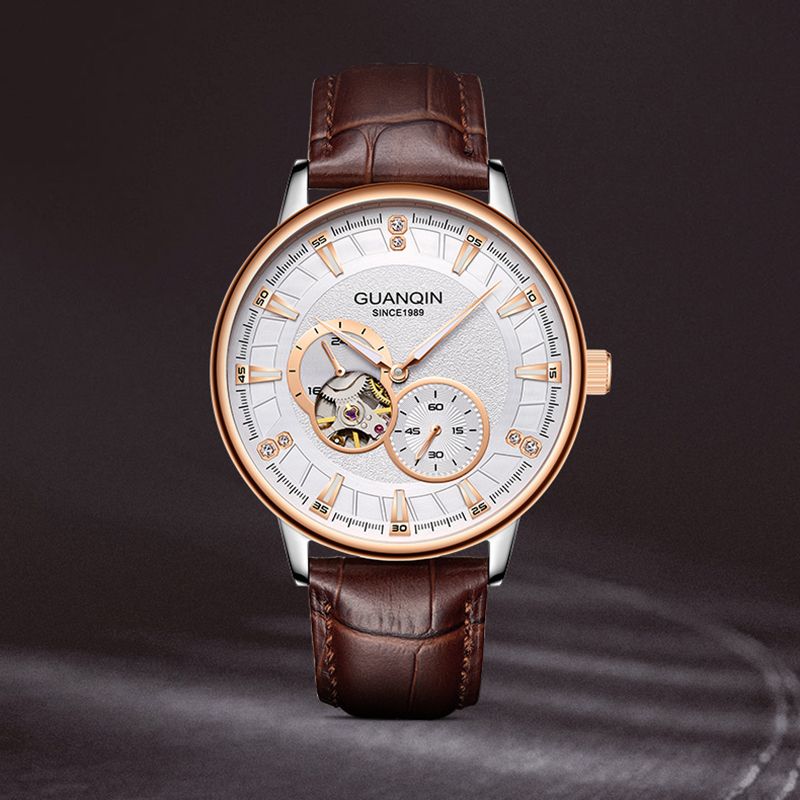 GUANQIN Luxus Herrenuhr Automatik Mechanisch Skelett Sekunden Zifferblatt Saphir Echtes Business Freizeit Wasserdichte Uhren Für Mann_voghion.com