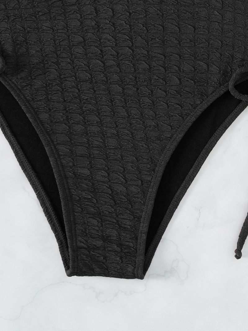 Nuovo costume da bagno da donna all'ingrosso, tinta unita, con nodo, a vita alta_voghion.com