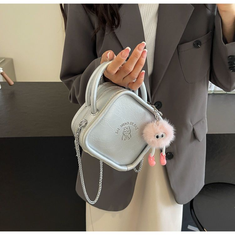 H7 borsa a tracolla con catena versatile e di alta qualità in argento da donna, mini borsa a mano, piccola borsa quadrata_voghion.com