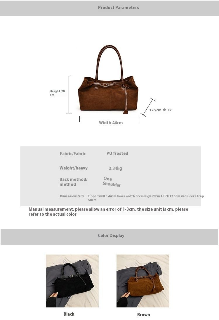 2024 Trendy Matte Texture Tote Commuter Large Capacity Suede Handbag Shoulder Women's Bag_voghion.com