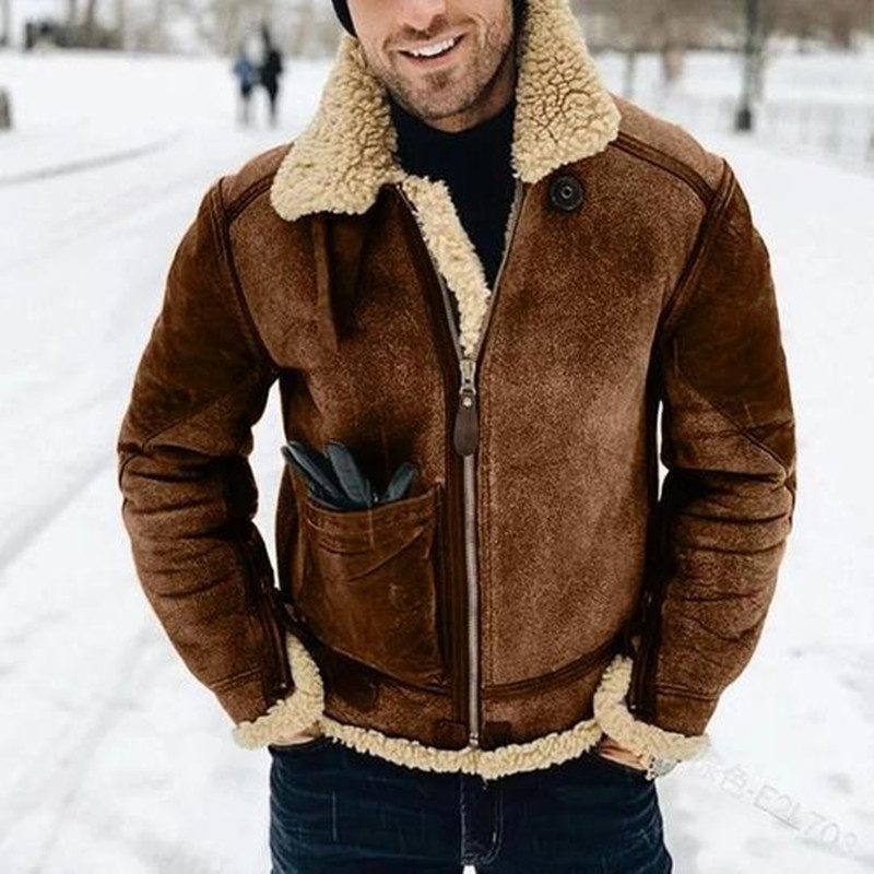 Men's Suede-Like Jacket With Button-Up Stand Collar, Slim Fit Casual Coat For Spring/Autumn, Office & Outdoor Wear_voghion.com