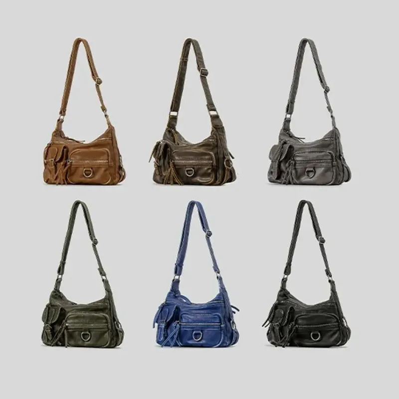 Designer 2025 Vintage Mehrere Taschen Frauen Schulter Taschen Gewaschen Pu Leder Crossbody Retro Motorrad Y2k Sac Für_voghion.com