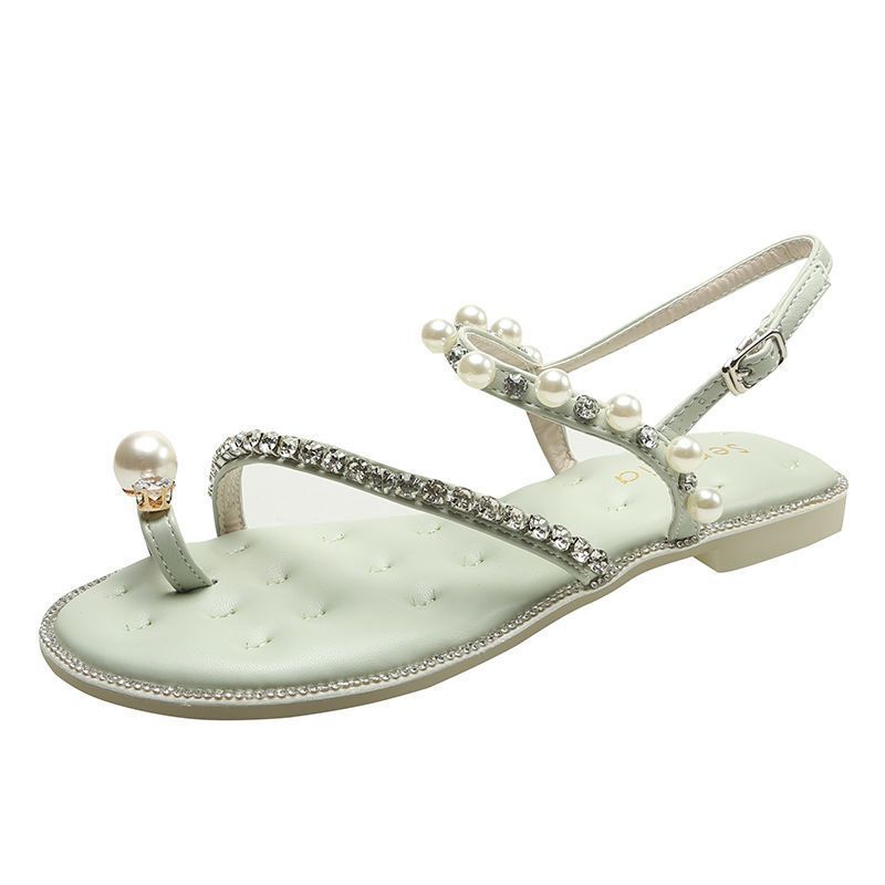 Pantoufles de plage à une bride, style féerique coréen élégant, été 2025, confortables et exquises_voghion.com