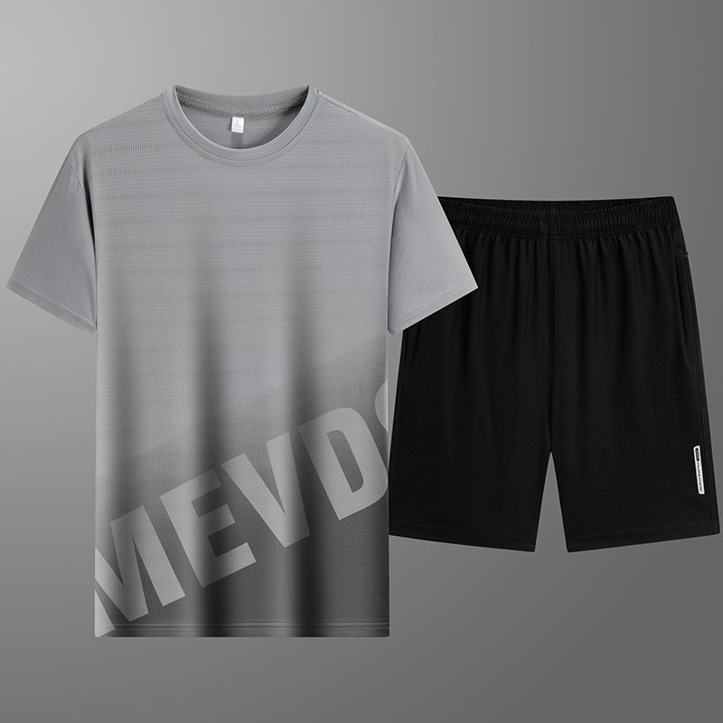 CT Summer Three-Piece Set Ice Silk Long Pants Casual Youth Sports Suit Men's Short Sleeve T-Shirt Shorts Trendy_voghion.com