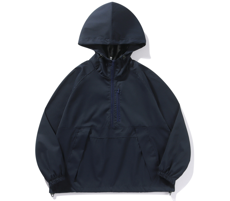 C Japanischer Baumwollmantel, wasserdicht, winddicht, mit Kapuze, funktionelle Werkzeugjacke, langärmelig, Ingwergelb, lockerer halber Reißverschluss_voghion.com