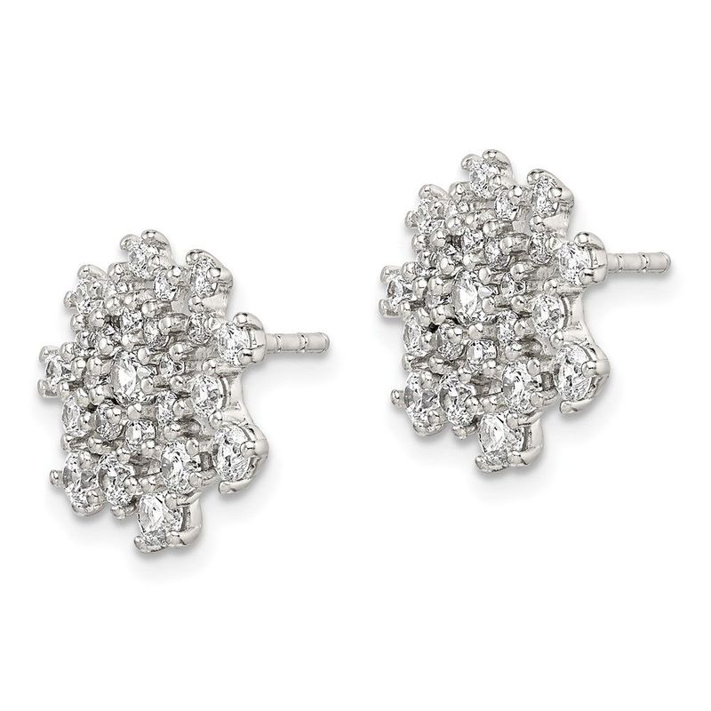 Sterling Silver CZ Cluster Post Earrings_voghion.com