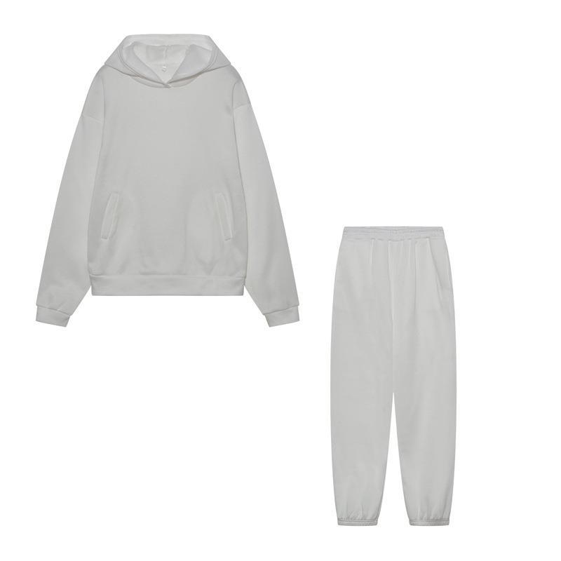 Abbigliamento da donna moda casual felpa a maniche lunghe ispessita e pantaloni tuta a due pezzi_voghion.com