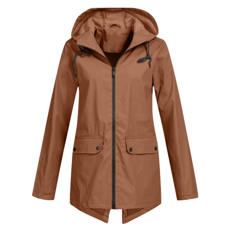 Leichte, wasserdichte Regenjacke mit Kapuze für Damen – Winddichter Outdoor-Mantel, atmungsaktives Polyester, Reißverschluss, Slim Fit (S-XXXL)_voghion.com