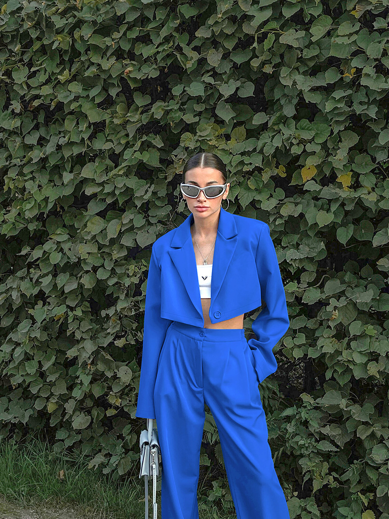 Costume court et pantalon pour femmes, ensemble deux pièces, tempérament de banlieue, à la mode_voghion.com