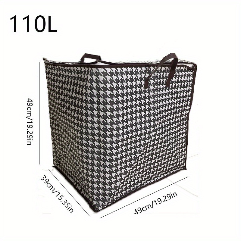 Große Tasche mit Hahnentrittmuster, staubdichter Organizer mit Reißverschluss, wiederverwendbare Kleidertasche_voghion.com