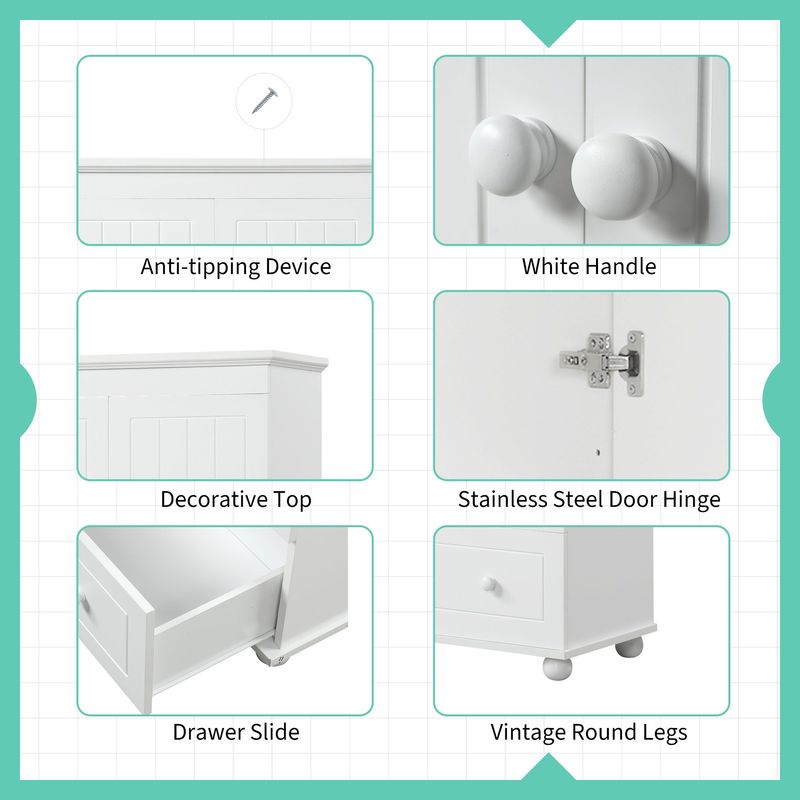 Tall Storage Cabinet With Three Drawers For Bathroom/Office_voghion.com