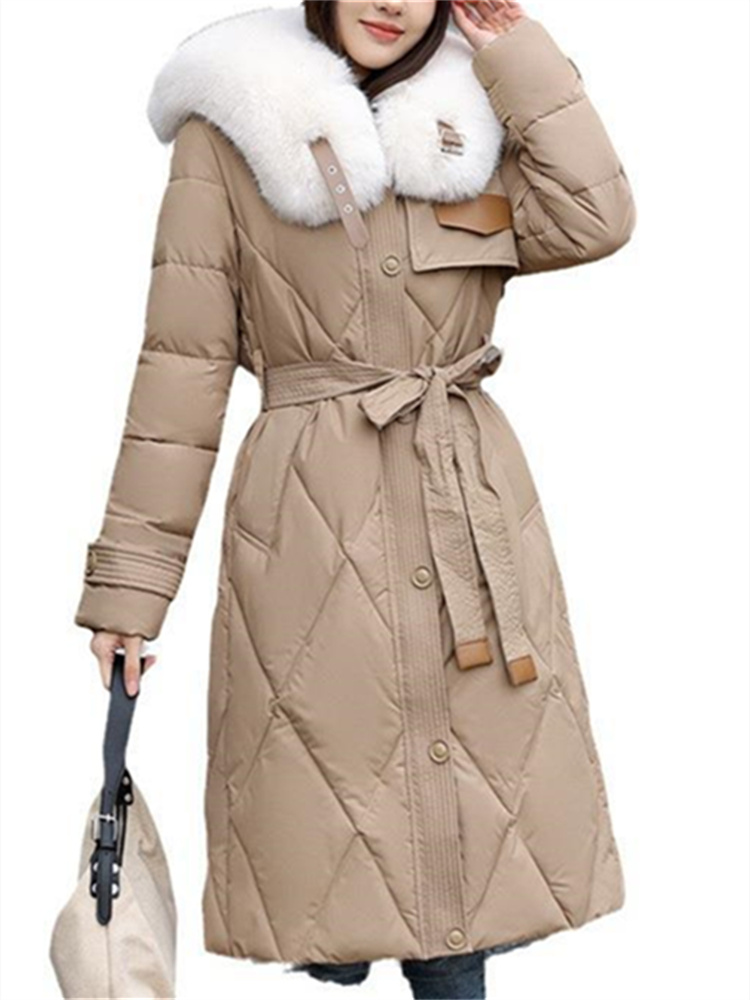 Botvotee-Parkas largas elegantes para mujer, chaquetas con cordones de manga larga a la moda coreana, informales, Otoño e Invierno 2023_voghion.com