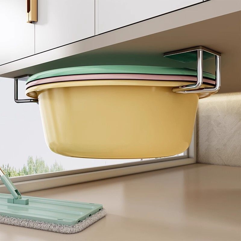 Aige Stainless Steel Rack Bathroom Cabinet Under Sink Storage Hook No-Drill Hanging Basin Tool_voghion.com