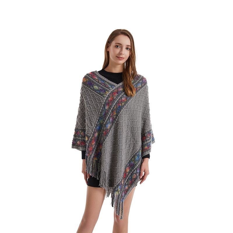 Mantel 2023 Hierscht/Wanter Nei Quastenpullover Grouss Schal V-Ausschnëtt Strickartikelen fir Fraen_voghion.com