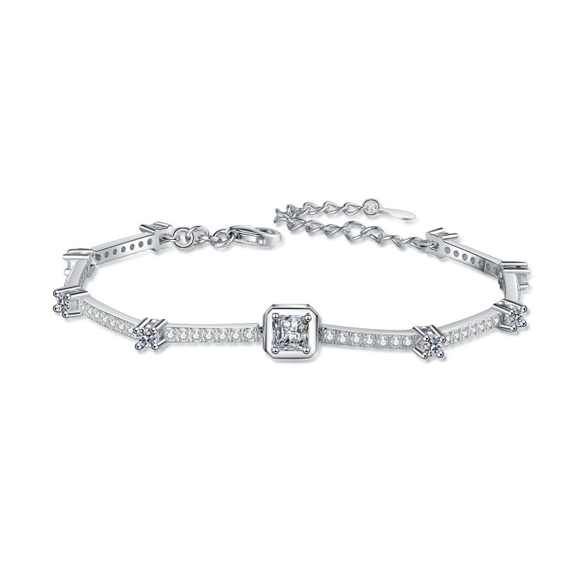 S Pure Silver Mosang Stone Square Bag Bracelet Women with Simple Sugar Design Exquisite and High Grade Sense as a Gift_voghion.com