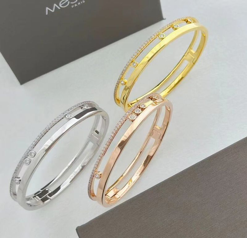 Pulseira clássica inteligente de alta definição semi-diamante banhada a ouro, joias de alta qualidade_voghion.com