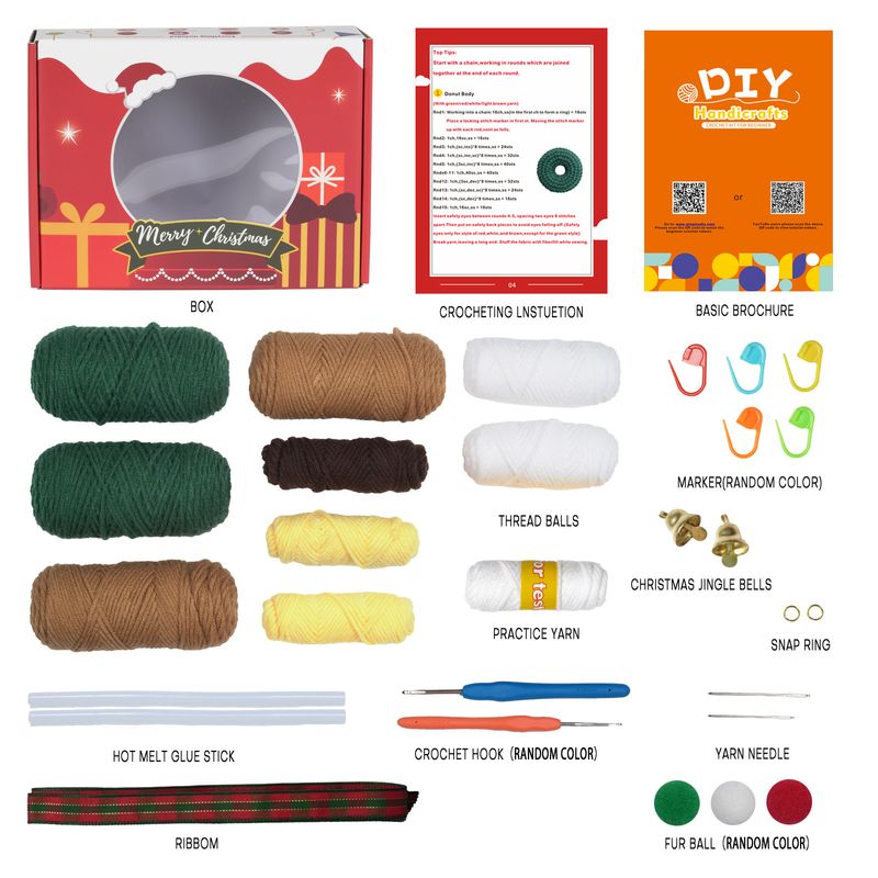 Manuel d'instructions en anglais pour Noël Paquet de matériel de crochet Arbre de Noël Ornements de bricolage faits à la main Cadeaux de Noël en gros_voghion.com