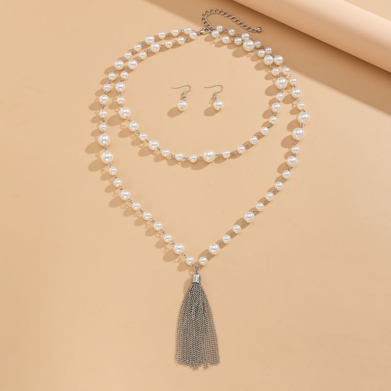 Modesch minimalistesch a cool Style Perlperlen Pulloverkette Set personaliséiert Quasten Multilayer Halskette_voghion.com