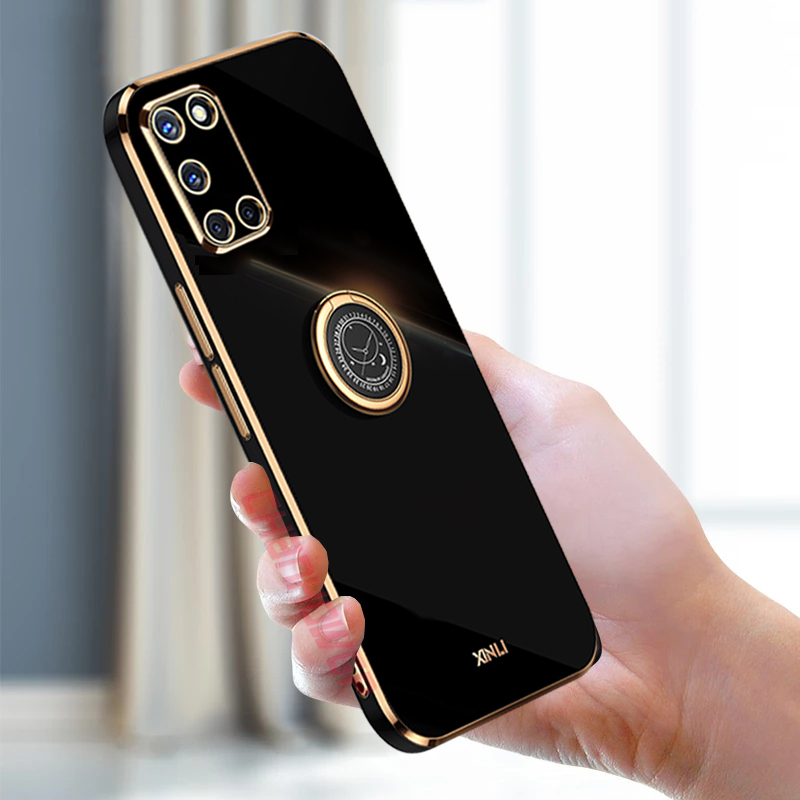 Luxury Plating Ring Holder Square Case For OPPO A35 A33 A32 A31 A55 A53 A74 A73 A72 A94 A93 A92 4G 5G A52 A72 Soft Stand Cover_voghion.com