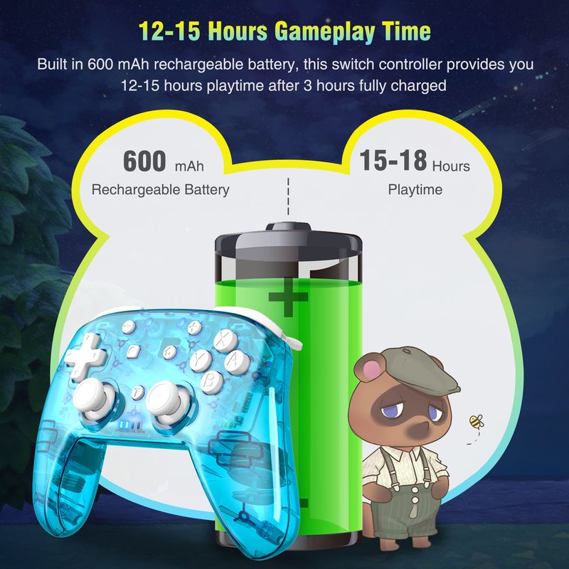 Manette de jeu sans fil pour Switch/Switch Lite/Switch OLED Console Pro Gamepads Joystick avec rétroéclairage LED Turbo Vibration_voghion.com