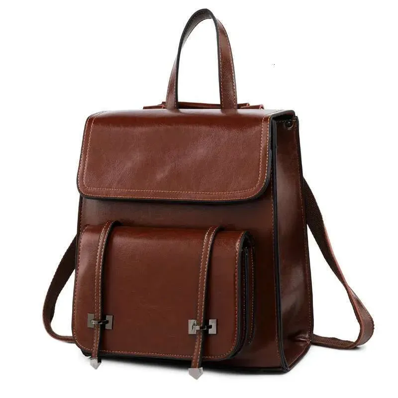 Designer Frauen Rucksack Cross Body Laptop Daypack Echtes Leder Reisebuch Schule Weibliche Rindsleder Rucksack Schulter_voghion.com