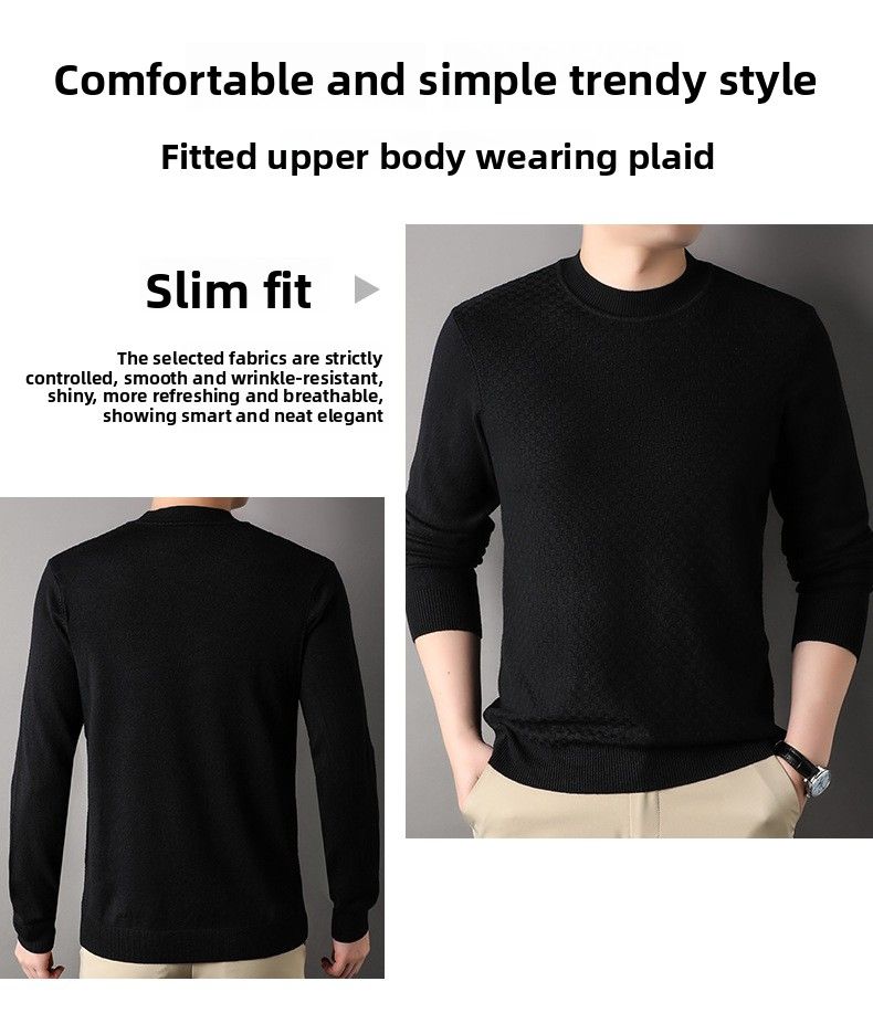 New Live Spring And Autumn Solid Color Half Turtleneck Slim Fit Sweater Youth Base Shirt Men's Clothing_voghion.com