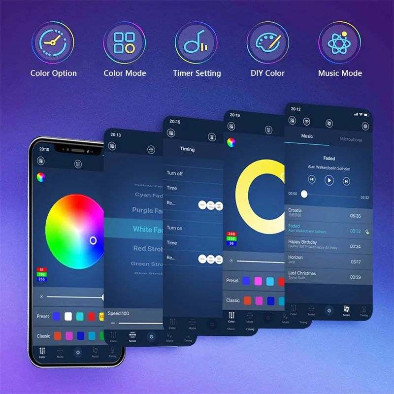 Striscia LED RGB USB 5V con telecomando a 24 tasti e controllo Bluetooth, chip SMD 2835, 60 LED/m, per decorazioni domestiche e feste (1 m/2 m/3 m/4 m/5 m)_voghion.com