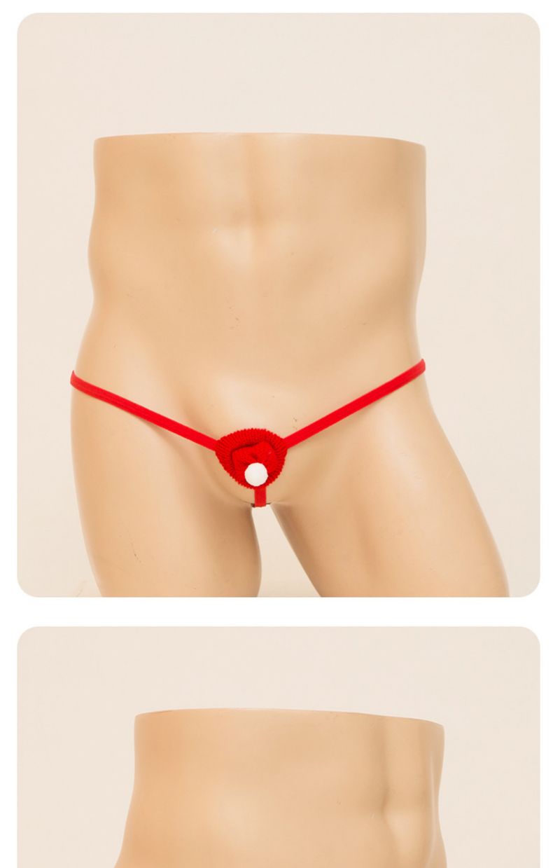 Men Christmas Hat Intimates Plus Size T-Back Young Boys Sexy Panties Low Waist Cover European And American Style Quirky_voghion.com