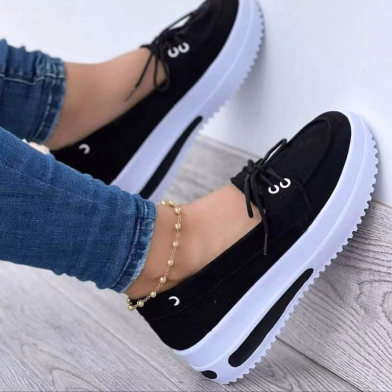 Damen-Bullock-Damenschuhe in Übergröße, bequeme, lässige Damenschuhe, runde Kopfschnür-Einzelschuhe_voghion.com