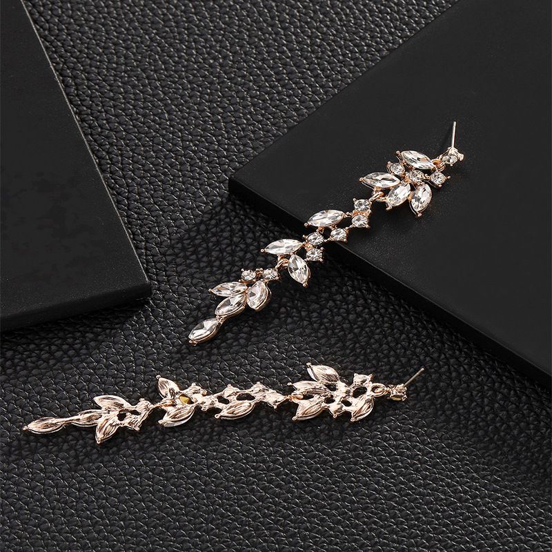 Orecchini alla moda, orecchini lunghi con nappe e zirconi, orecchini femminili, tendenza, luce, lusso, orecchini di nicchia, orecchini di celebrità in rete_voghion.com