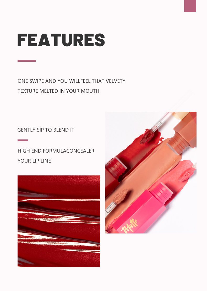 Pudaier 14 Farben Samt Matt Lippenstift Antihaft-Cup Lipgloss Lippenstift Samt Textur_voghion.com