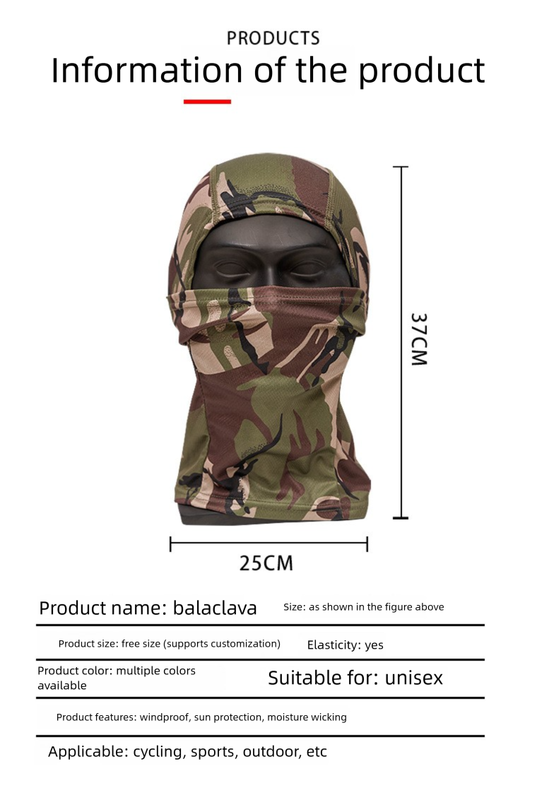 Cross-Border Summer Sun Protection Face Mask Outdoor Cycling Dustproof Camouflage Tactical Single-Hole Headgear_voghion.com