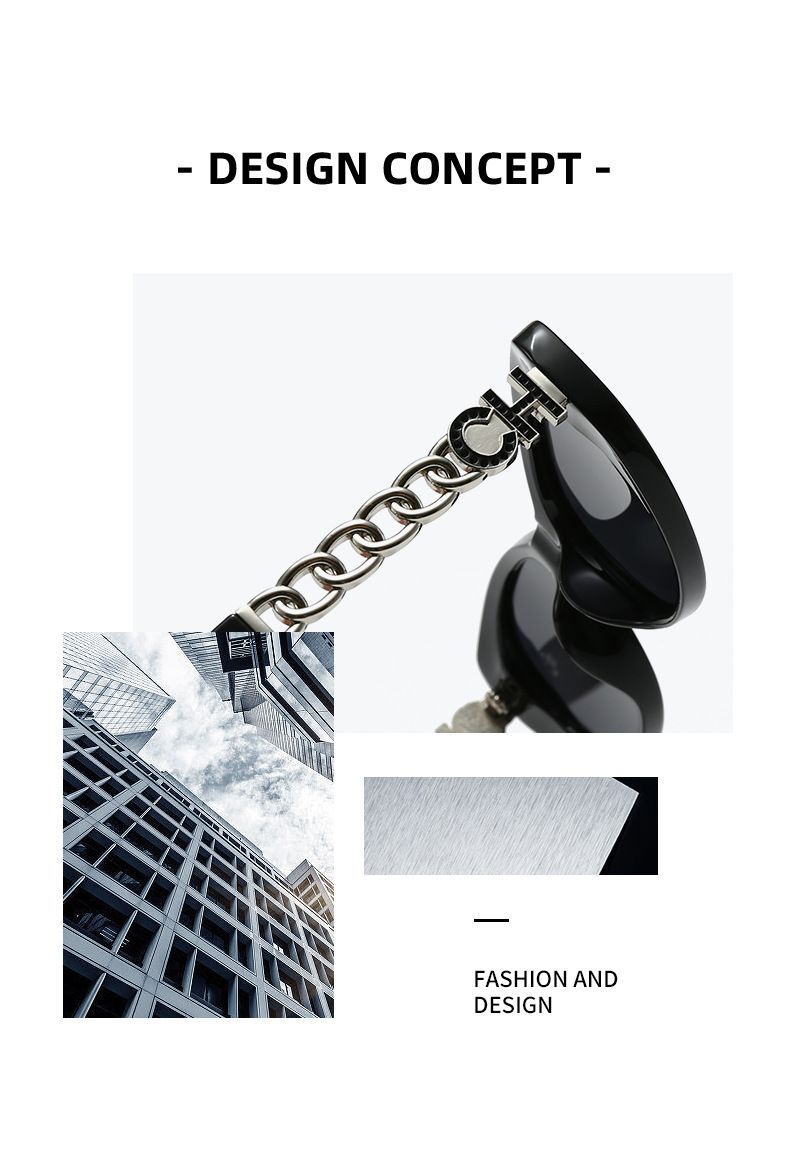 New High-end Metal Chain Fashionable Personalized Polarized With Small Frame Cat Eye Trendy Women's Sunglasses 5129_voghion.com