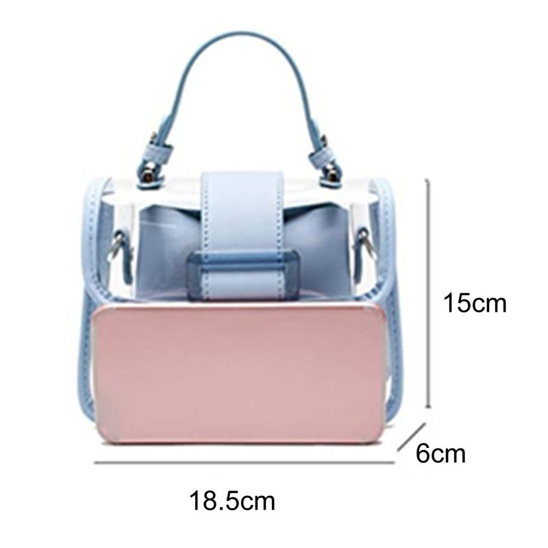 Lihao Borsa tote in PVC Impermeabile 2 in 1 Borsa trasparente con chiusura con fibbia per cintura per la vita quotidiana-Nero_voghion.com