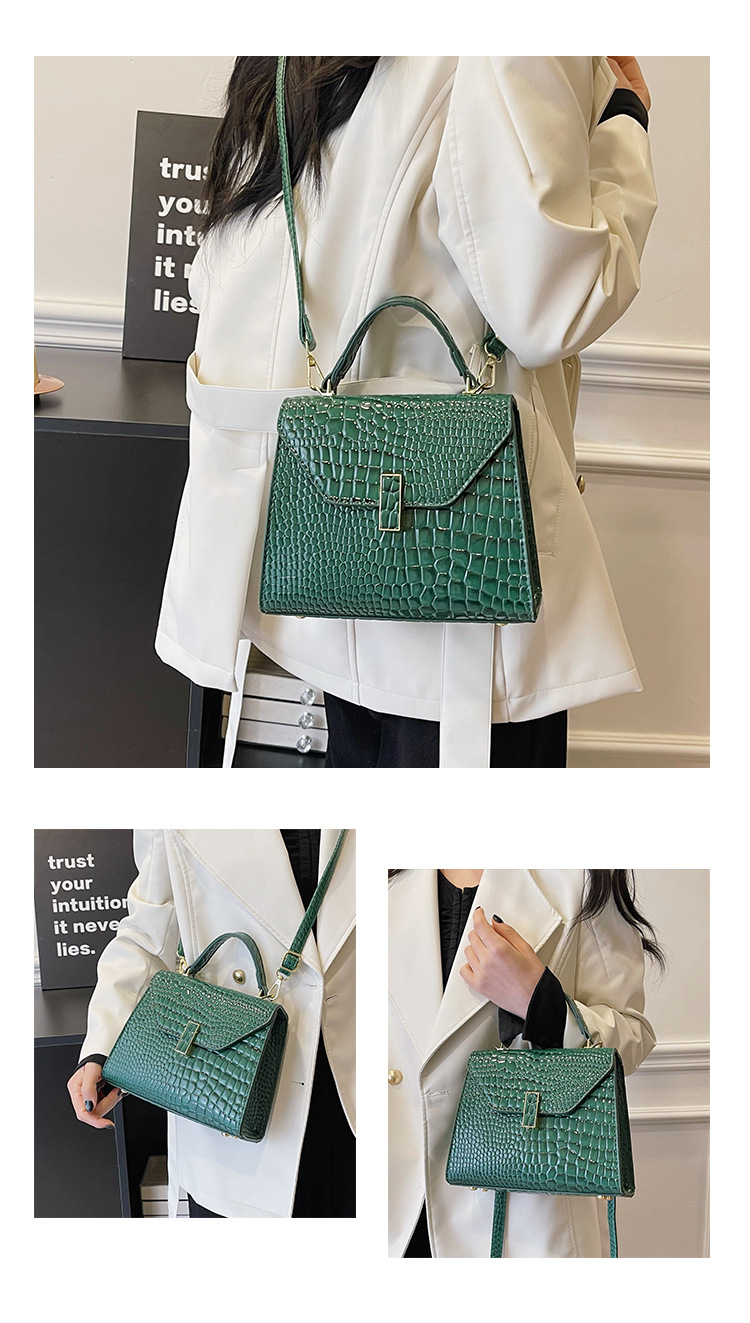 Sac à main en cuir laqué de grande capacité pour femmes, motif de pierre, épaule unique diagonale, vent croisé, nouvelle collection automne/hiver 2023_voghion.com