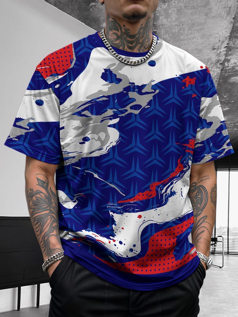 Nuovo design estivo da uomo, retrò, comodo, casual, elasticizzato, slim, basic, a maniche corte_voghion.com