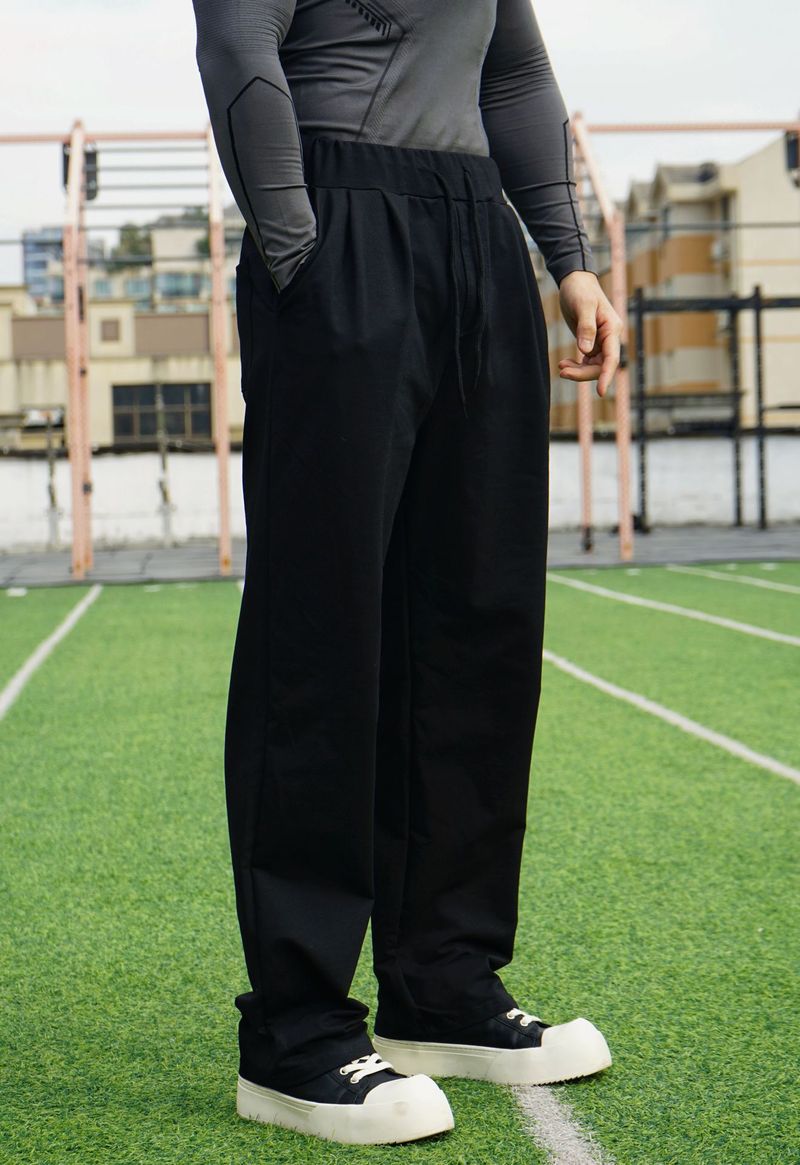 Pantalones deportivos holgados de baloncesto de algodón para hombre con cordón ajustable: pantalones largos cómodos para correr y entrenar, ideales para uso casual y deportivo._voghion.com