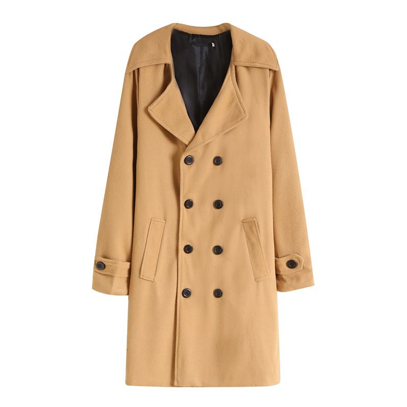 Autumn Winter New Men's Trench Coat Jacket Double-Breasted Mid-Length Woolen Overcoat_voghion.com