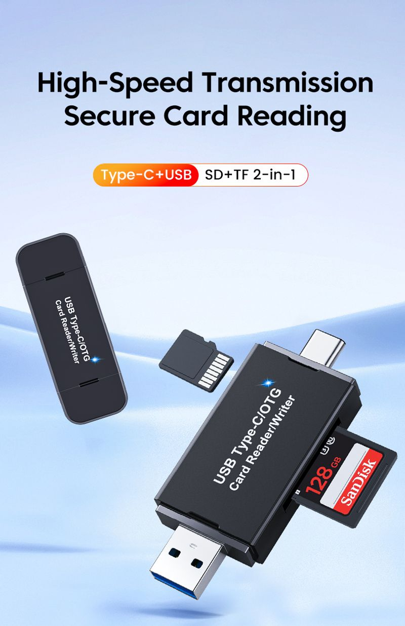 TF 2.0/3.0 - C típusú adapter PC-hez, laptopokhoz, USB, Micro SD, nagy sebességű, többfunkciós intelligens kártyához_voghion.com