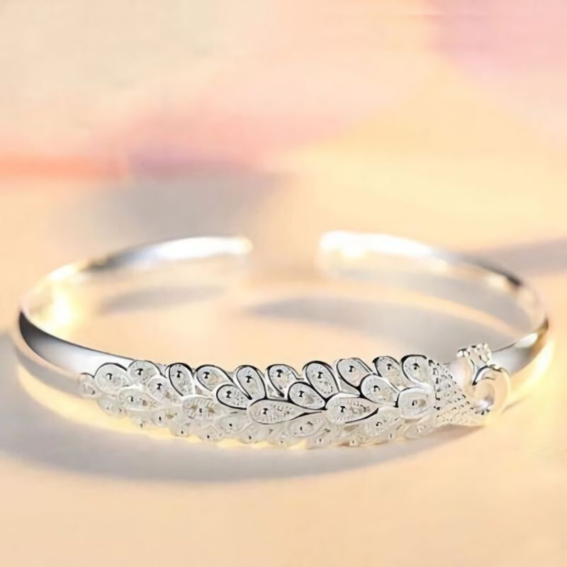 Edle Hübsche Sterg Sier Pea Öffnung Bildschirm Armband Armreif Für Frauen Fashion Party Hochzeit Zubehör Schmuck Geschenk_voghion.com