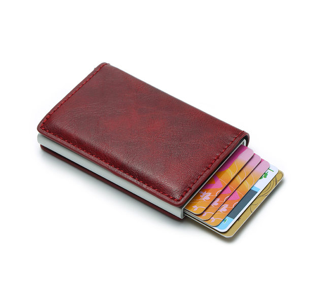 Nuevo Mini tarjetero para hombre, billeteras de fibra de carbono Rfid de cuero negro, Mini billetera delgada, monedero pequeño, monederos para hombre_voghion.com